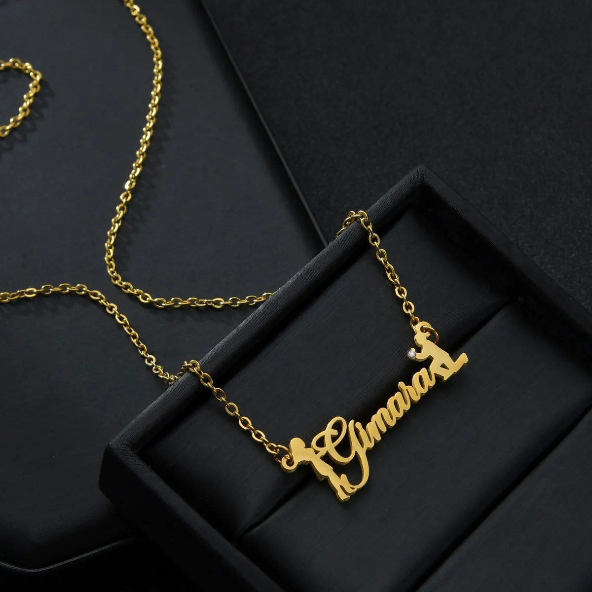 

Personalized Name Stainless Steel Boy Girl Kids Pendant Customized Letter Date With Diamond Necklace Valentine's Jewelry Gift