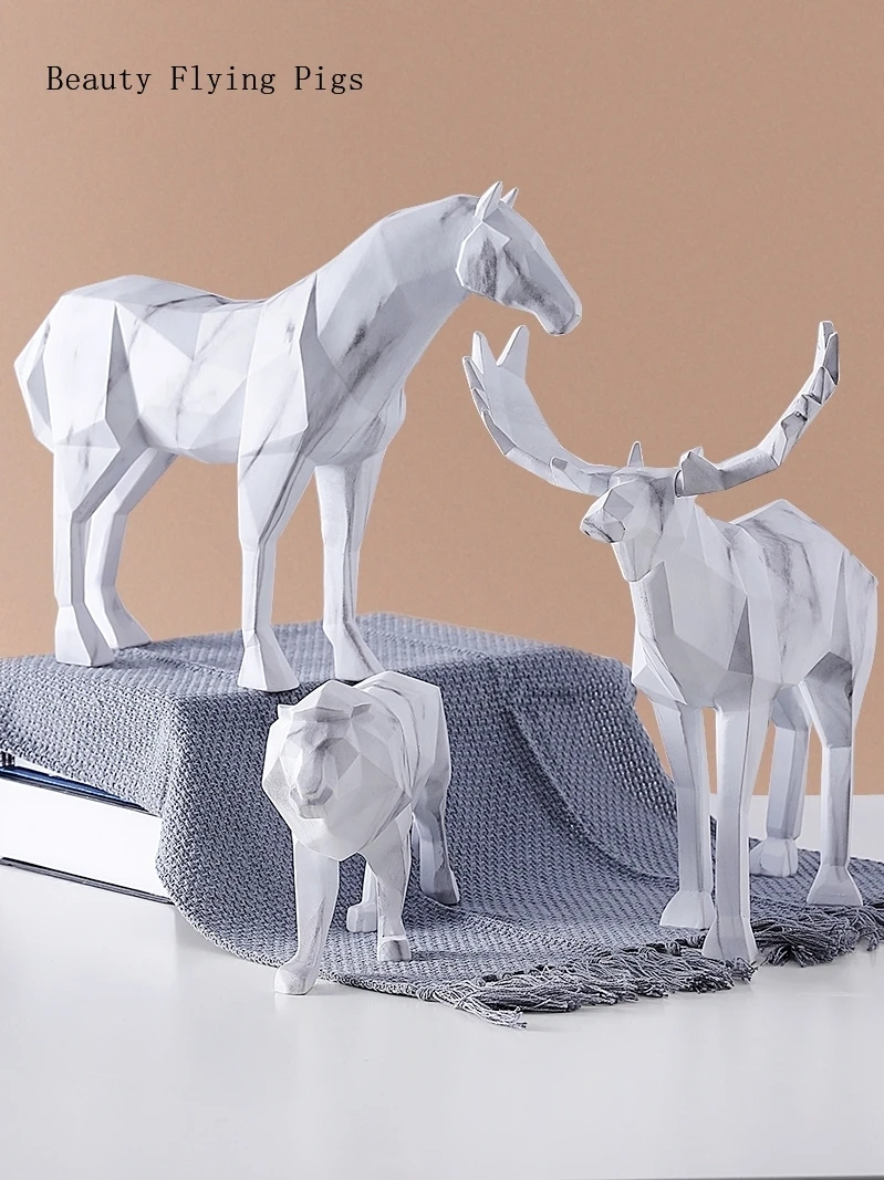 

Direct sales new three-dimensional geometry elk horse decoration creative ornaments porch living room TV cabinet gift decoration