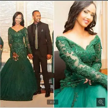 

Lace Long Sleeve Mermaid Evening prom gown 2018 Applique cap sleeve v-neck Floor Length Charming mother of the bride dresses