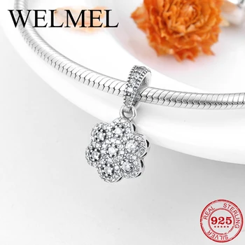 

Fashion 925 Sterling Silver Charms sunflower clear CZ beads Pendants Fit Original Pandora Charm Bracelet Jewelry making 2018