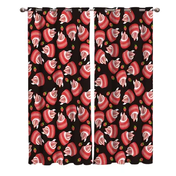 

Strawberry Macaron Window Curtains Living Room Fabric Drapes Curtain Home Draperies Curtains for Bedroom
