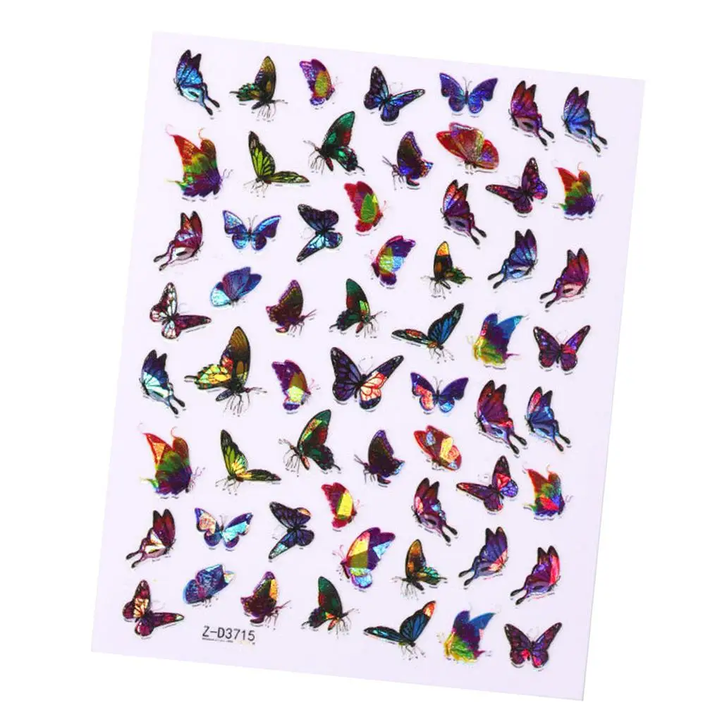 Nail Art Stickers 3D Self-Adhesive Stickers Butterfly Decals for Women Girls Kids Manicure DIY or Nail Salon, 1 Sheets
