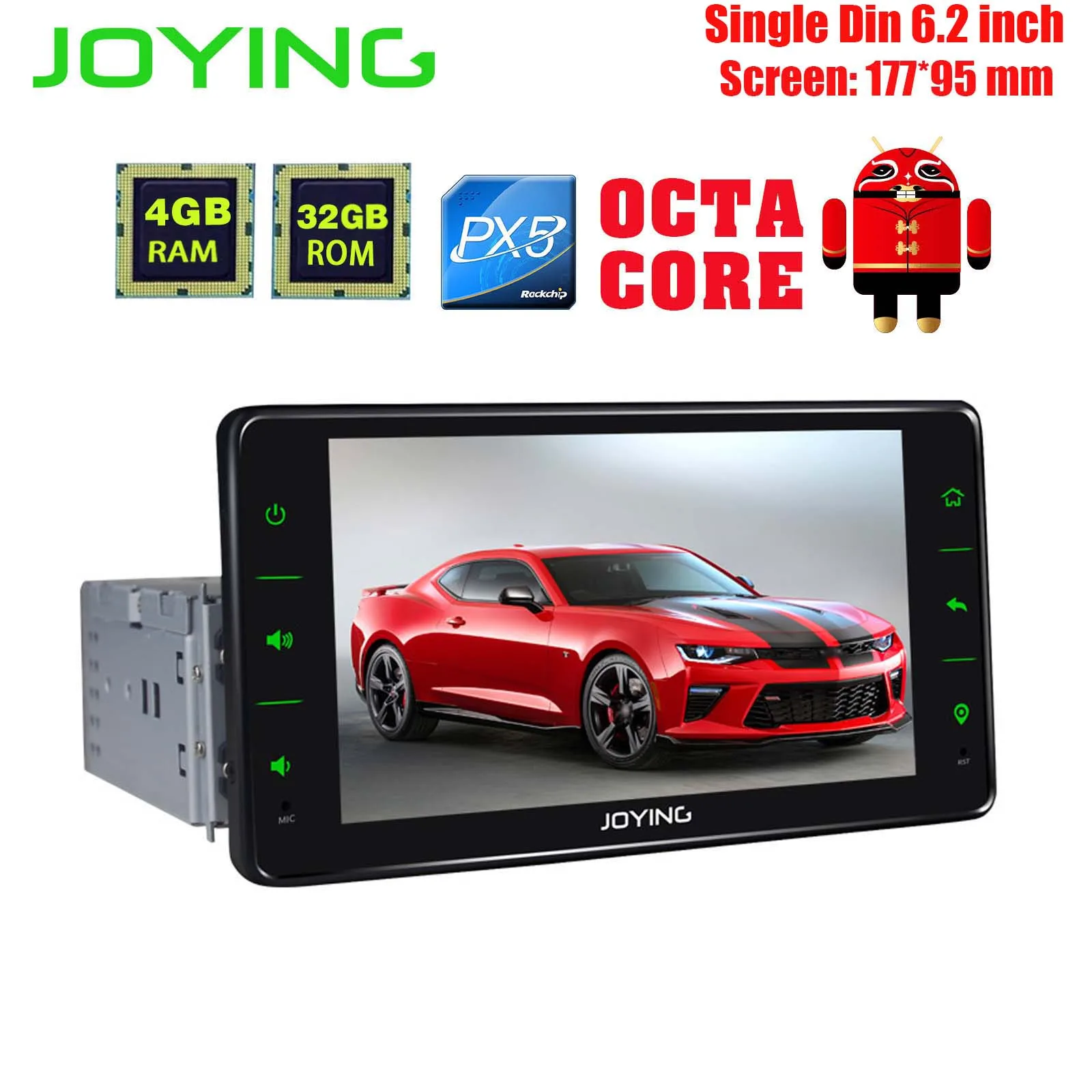 Discount QD JOYING Android 8.0 Car Radio Stereo Single Din 4GB +32GB Universal Head Unit Multimedia Player Support Carplay Video Output 3