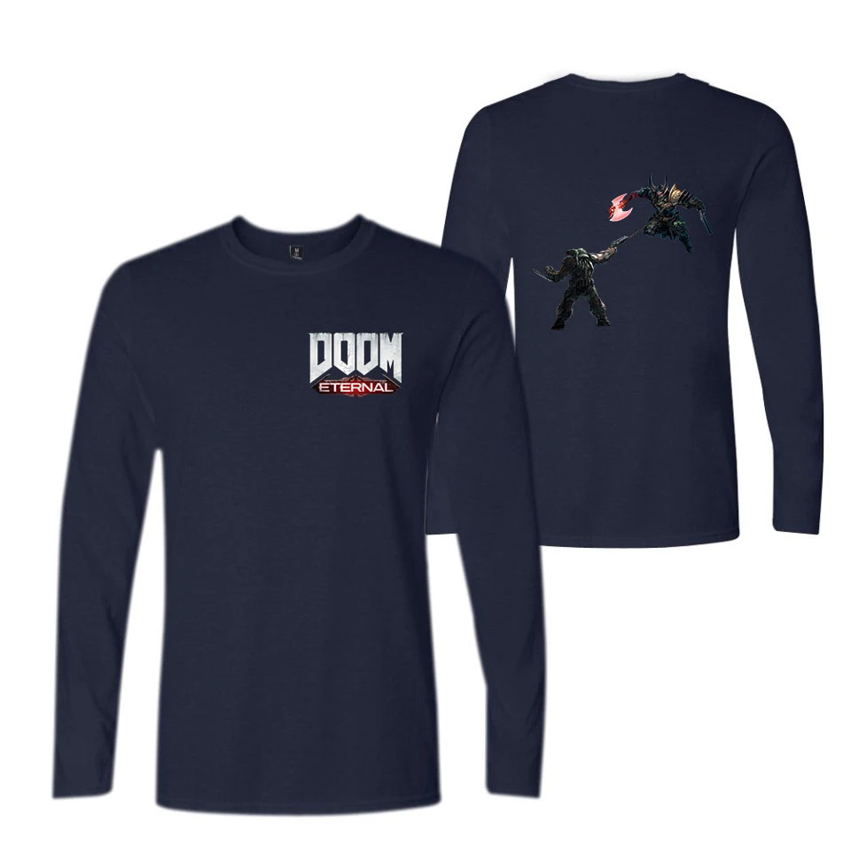 Doom Eternal Мужская/женская футболка с высоким воротом Harajuku Высококачественная брендовая Повседневная футболка с длинными рукавами Фитнес Мужская футболка одежда