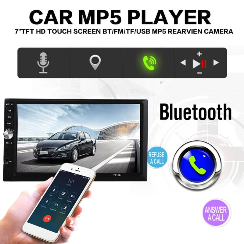 Vehemo сенсорный экран 7 дюймов HD Авто MP5 плеер Bluetooth автомобиль MP5 FM радио прочное Зеркало Ссылка USB/TF/AUX автомобильный MP5 плеер
