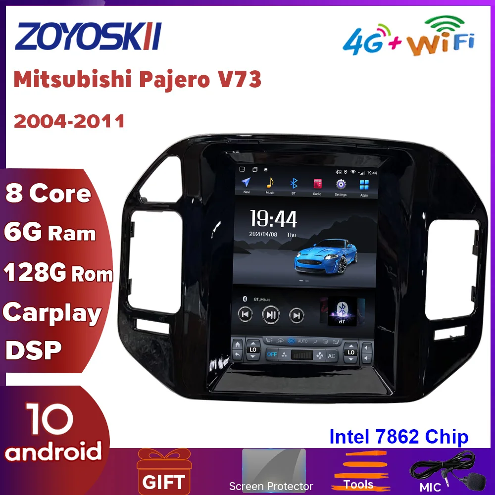 

For Mitsubishi Pajero 3 V73 Android 10 Tesla Style Car Radio Auto Audio Head-unit GPS Navigation Player 2004-2011 Carplay