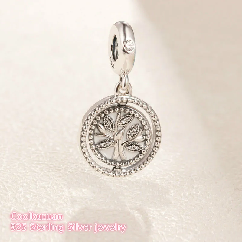 

Mother's Day 100% 925 Sterling Silver Spinning Tree of Life Dangle Charm beads Fits Original Pandora bracelets Jewelry