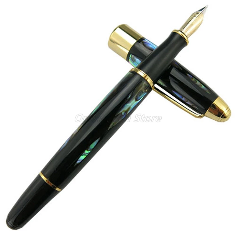 Duke 14K Gold Fountain Pen Fine Nib Bright Pearl In The Dark Sea Metal Professional Stationery Supplies Writing Tool Pen Gift