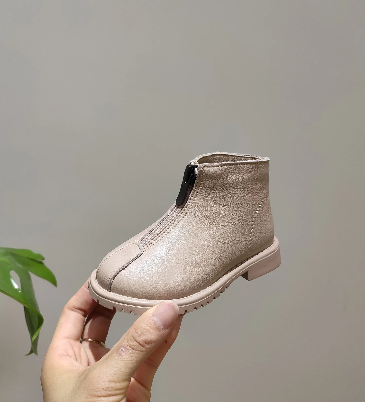 Boots for Toddler Girl Genuine Leather Children Boots Front Zipper Girls Martin Boots Soft Leather Kids Princess Shoes