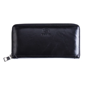 

The 2019 New First Layer Of Real Leather Men's Oil Wax Retro High Capacity Multi-Card Bit Long Wallet Clutch Men Genuine