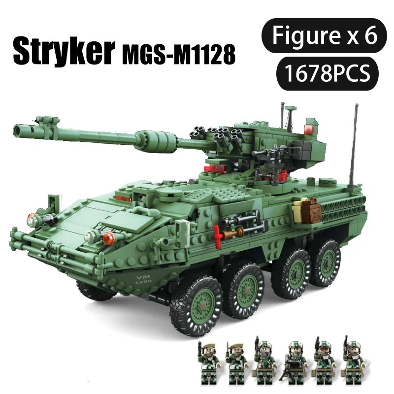 10001 1678 шт. военная техника серии Stryker M1128 MGS модель строительный блок наборы классический танк Развивающие игрушки для детей - Цвет: 1678PCS 6 Figures