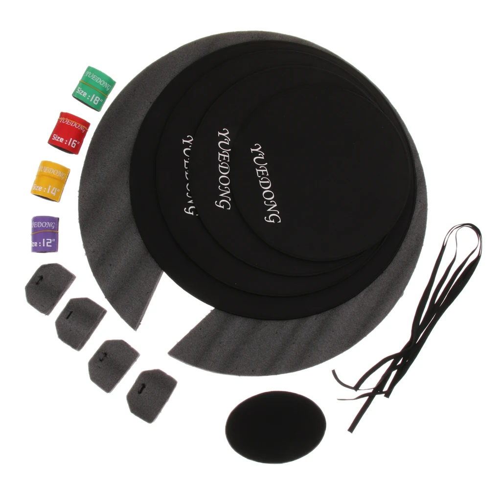 1 Pack Rubber Cymbal/Bass Drum Silencer Dampener Practice Pads Band Mat