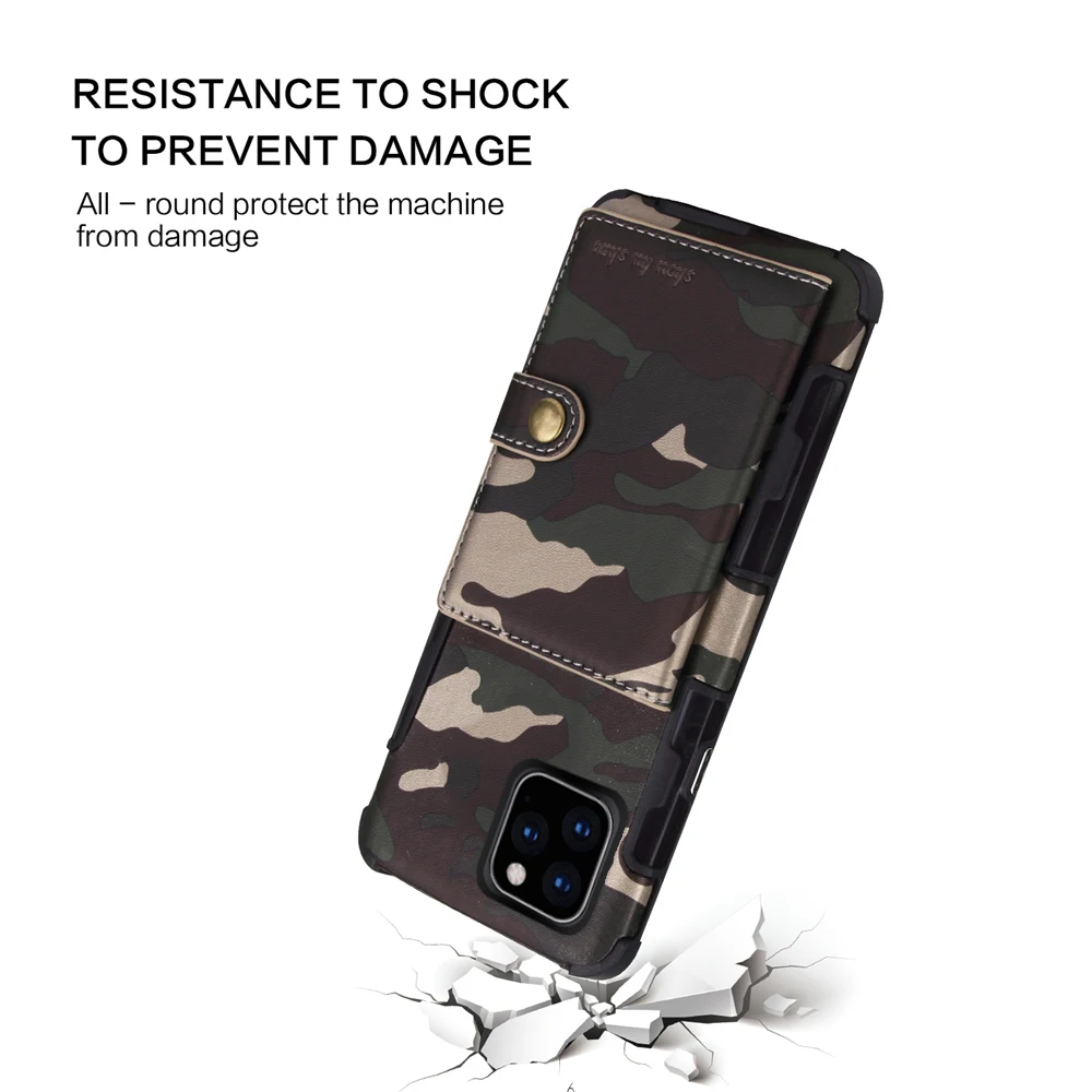 Чехол камуфляжного цвета для iPhone 11 11 Pro 11 Pro Max PU кожаная задняя крышка откидная подставка, гнездо для карточек кошелек чехол с фоторамкой