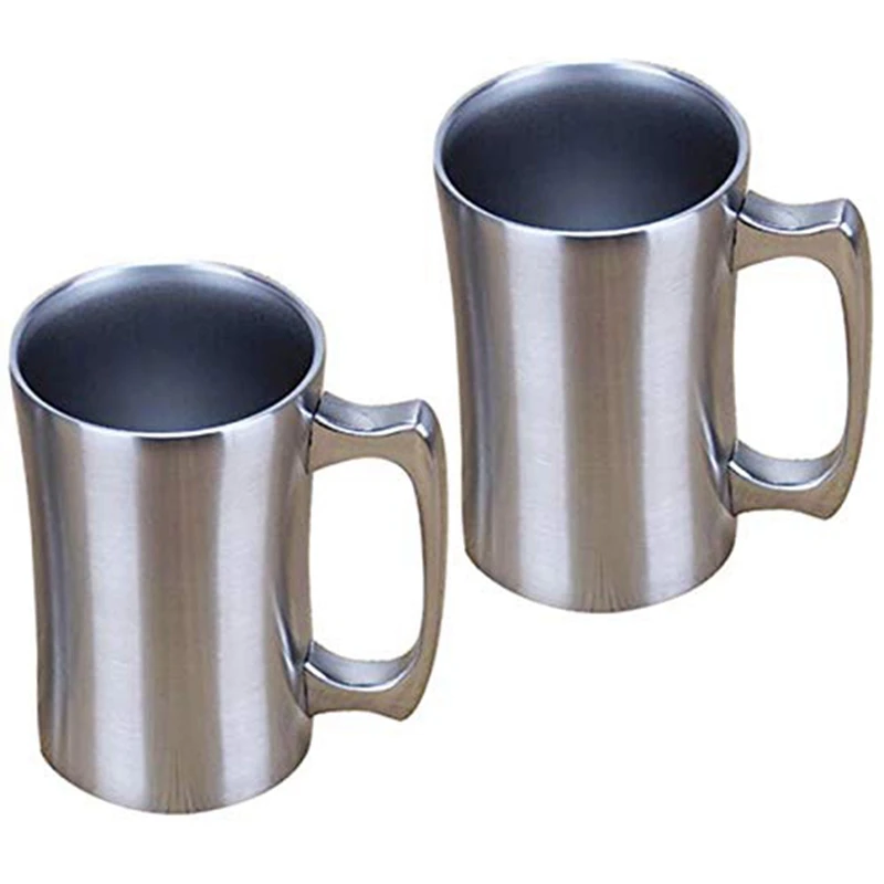 

Insulating Cup, 2 Packs, Stainless Steel Coffee Cup, 15 Oz Coffee Cup, (420 Ml), Double Beer Mug, Tumbler with Handle, Insulated
