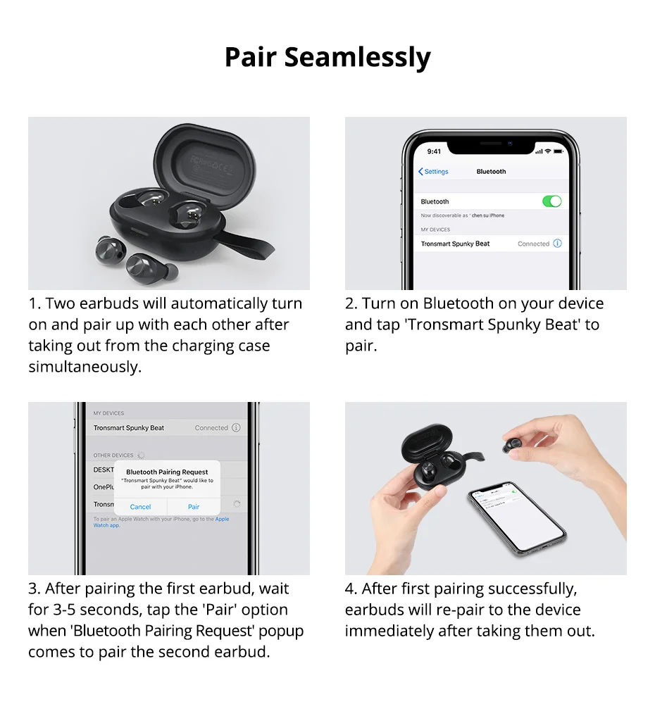 Tronsmart Spunky Beat Bluetooth TWS Earphone APTX Wireless Earbuds with QualcommChip, CVC 8.0, Touch Control, Voice Assistant 1