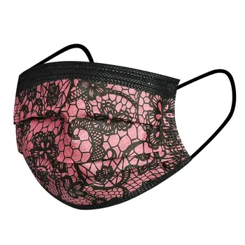 

50/10pcs Disposable Lace Mask Non-woven Breathable 3 PLY Mask Filters Dustproof sexy woman mask Face Cover With Lace Printing