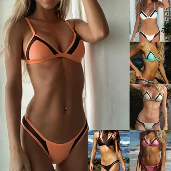 

2020 swimsuit bikini mesh hollow pure color female sexy swimsuit 0083