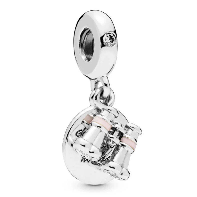 Couqcy Серебро 925 Лев динозавр телескоп Кролик Подвеска Шарм Fit Pandora браслет Сверкающее сердце Simba DIY ювелирные изделия