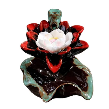 

1pcs Backflow Incense Holder Big Size Lotus Burner for Home Decor Ceramic Zen Buddhism Incense Base Best Gift