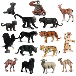 Экшн и игрушки дикая природа с животными из ПВХ Мини пантера Тигр овечка модель верблюда коллекционный рисунок с куклой для детей подарок