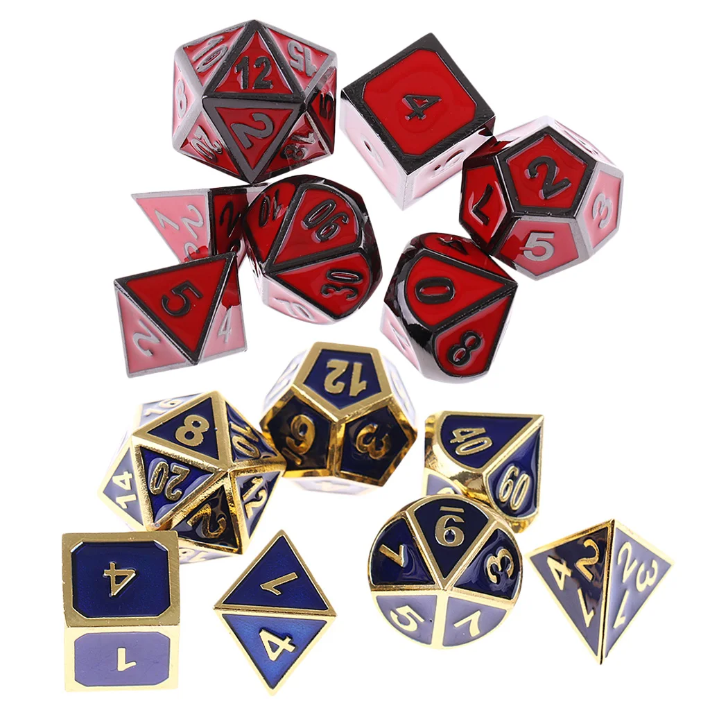 14x красный и синий D4 D6 D8 D10 D12 D20 многогранные игральные кости TRPG для MTG ролевые игры