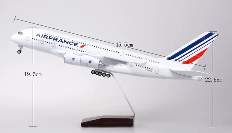 1: 160 масштаб 50,5 см самолет Airbus A380 Франция авиакомпания Модель W светильник и колеса литья под давлением пластиковая Смола самолет для сбора шоу