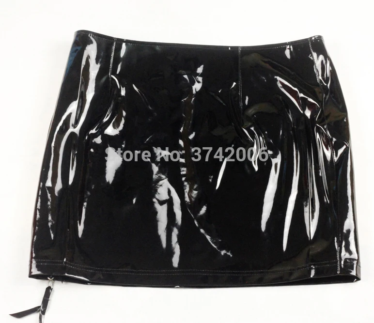 Сексуальная Wet Look ПВХ мини-юбка карандаш винил Латекс молния Готический Bodycon Ночная Клубная одежда полюс танцевальная юбка