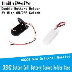 Boîtier de support de batterie à Double bouton CR2032, avec interrupteur marche/arrêt, boîte de rangement de batterie 3V x2 6V 
