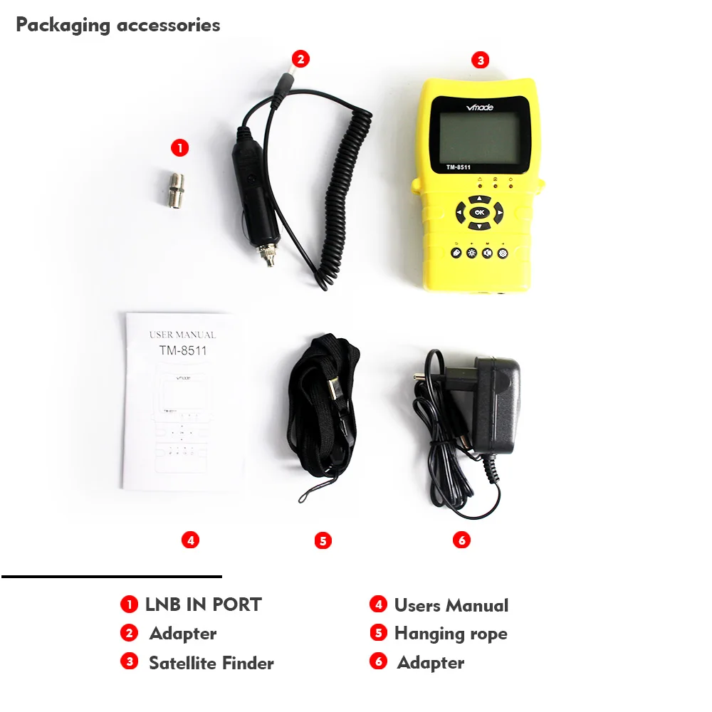 Hot selling Original Satlink TM8511 DVB-S FTA Digital Satellite Signal Supports DiSEqC1.0/1.1 switch HD TM 8511 satellite finder