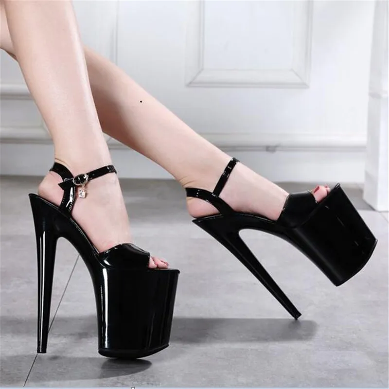 

Steel Tube Dancing Sandals Sexy Women 20CM Super High Heel Transparent Crystal Shoes Lady 10CM Platform Model Catwalk Stilettos