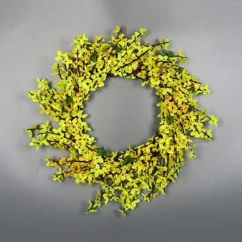 

Yellow Flower Artificial Primroses Winter Jasmine Wreath Front Door Hanging Wreath Wedding Party Holiday Decor