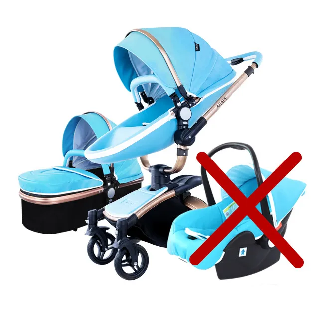2 in 1 blue 3 в 1 Роскошная детская коляска из искусственной кожи, складная коляска с высоким пейзажем, многофункциональная коляска для новорожденных с автокреслом - Цвет: 2 in 1 blue