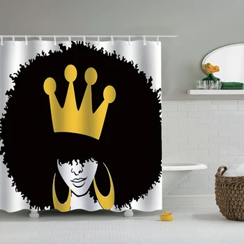 

African Print Shower Curtain Afro Sexy Women Lady African American Women Holding a Bible Bathroom Shower Curtains with 12 Hooks