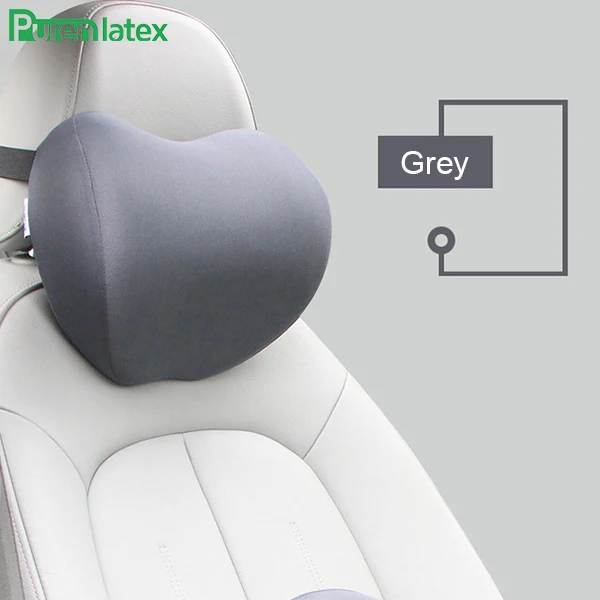 Grey Purenlatex подушка для шеи автомобиля с эффектом памяти мягкая дышащая подголовник для вождения дома и офиса Авто Подушка безопасности - Цвет: Grey