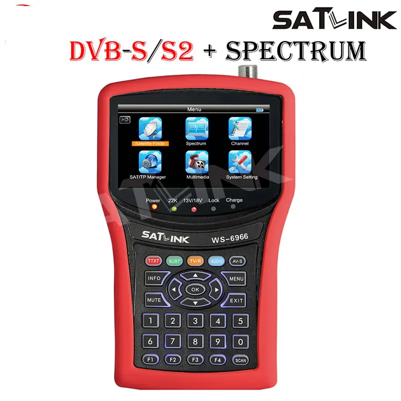 Спутниковый искатель Satlink WS 6966 счетчик напряжения PWR CBER MER MPEG4 DVB S2 Meter WS6966 HD
