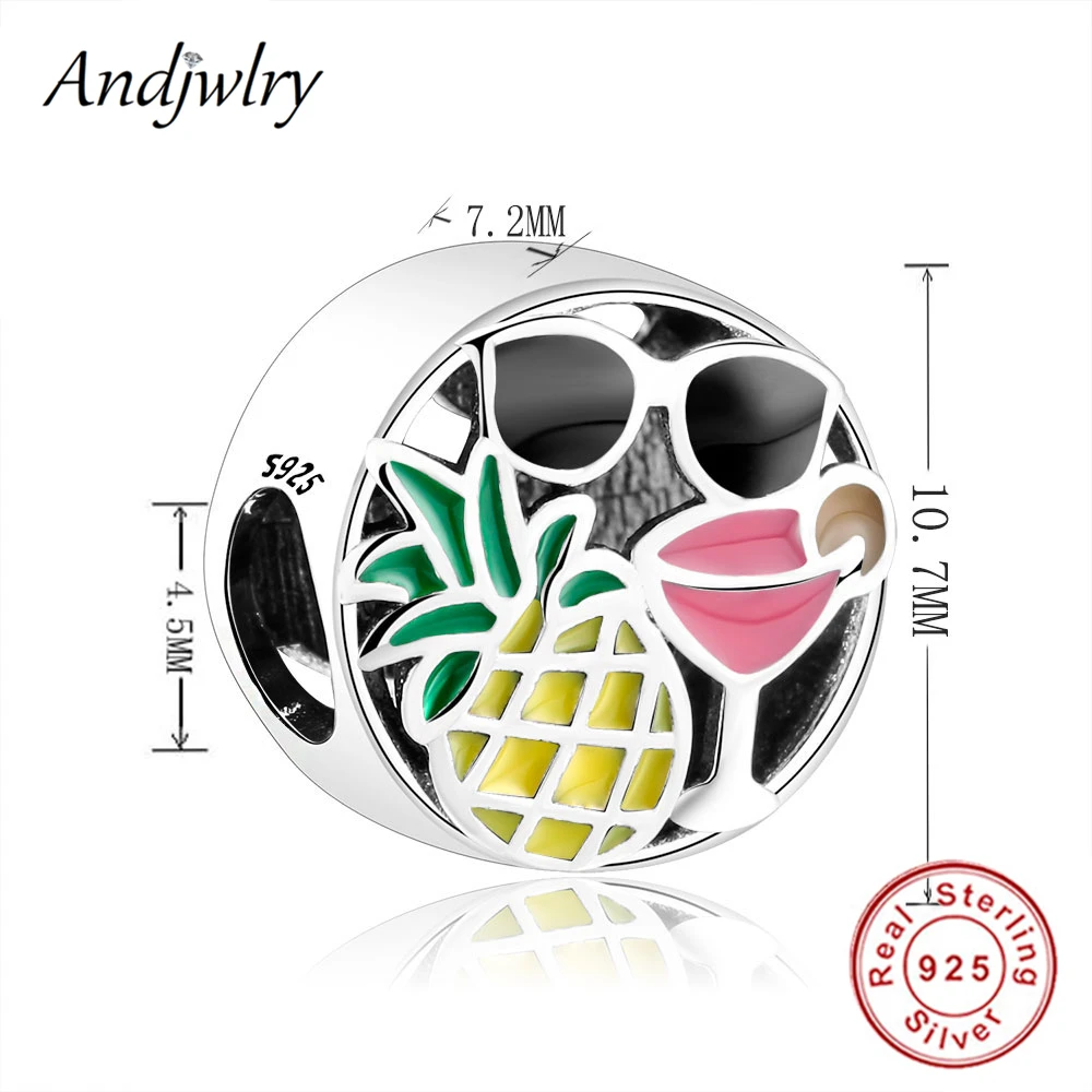 2018 Новые Аутентичные 925 стерлингового серебра ананас летние забавные бусинки