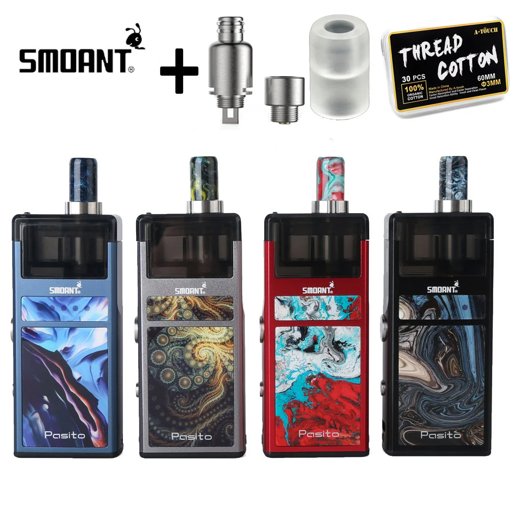 

Electronic Ciagertte Original Smoant Pasito Vape Pod Kit with RBA Coil 3ML Atomizer 1100mAh Battery for MTL & DTL Top adjustable