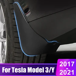 Pour Tesla Modèle 3 Y 2017  2020 2021 2022 Model3 M3 Voiture Fender Éviter Boue Splash 4pcs Avant Arrière Couverture de Garde Boue Gardes Accessoires 