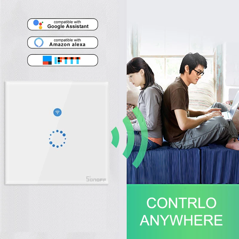 

Sonoff T4 EU 1C Wall Wifi Smart Touch Switch No Neutral Wire Required Operate via eWeLink Support Alexa Google Home