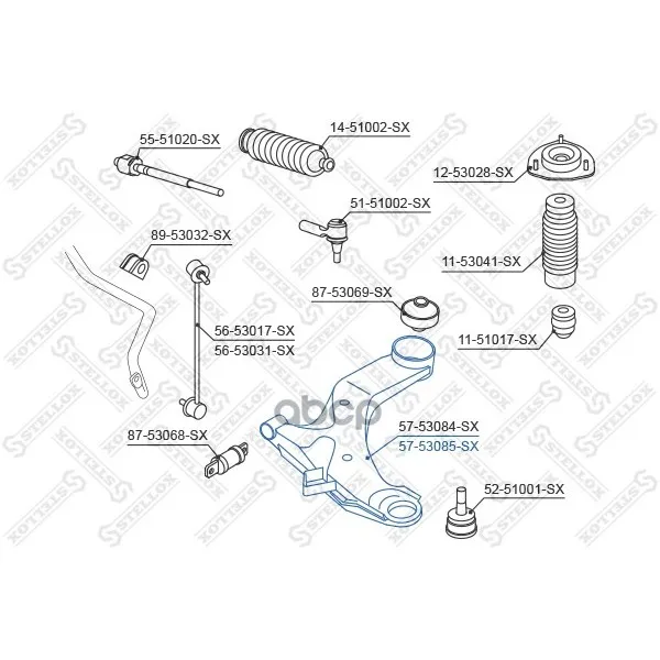 57-53085-Sx_рычаг Правый! Kia Cerato 04 Stellox 5753085sx Stellox арт. 5753085SX