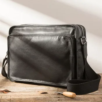 

2020 Original Leather Men's Bag Shoulder Bag Trend New Messenger Bag Simple Men's First Layer Leather Casual crossbody bag