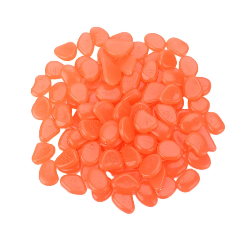 Orange 100 шт./компл. светится в темноте Галька Камень Сад Аквариум дорожки украшения - Цвет: Orange