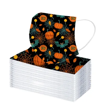 

Disposable Unisex Printed Halloween Mouth Mask 3 Layer Breathable Adults Non Wovens Mask Thick Warm Face Earloop Mask Mondkapje