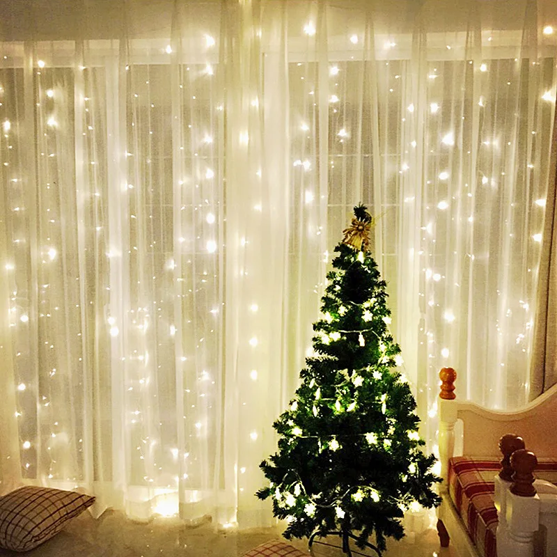 

Christmas Lights Icicle Waterfall Garland Fairy String Curtain Lights Outdoor Party Christmas Decorations for Home Garland Led