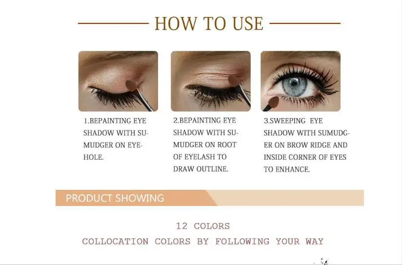 Baodeli Charm 12 Color Eye Shadow Earth Color Nude Makeup Eyeshadow Compact Smoky Makeup Eye Shadow Kit Combination