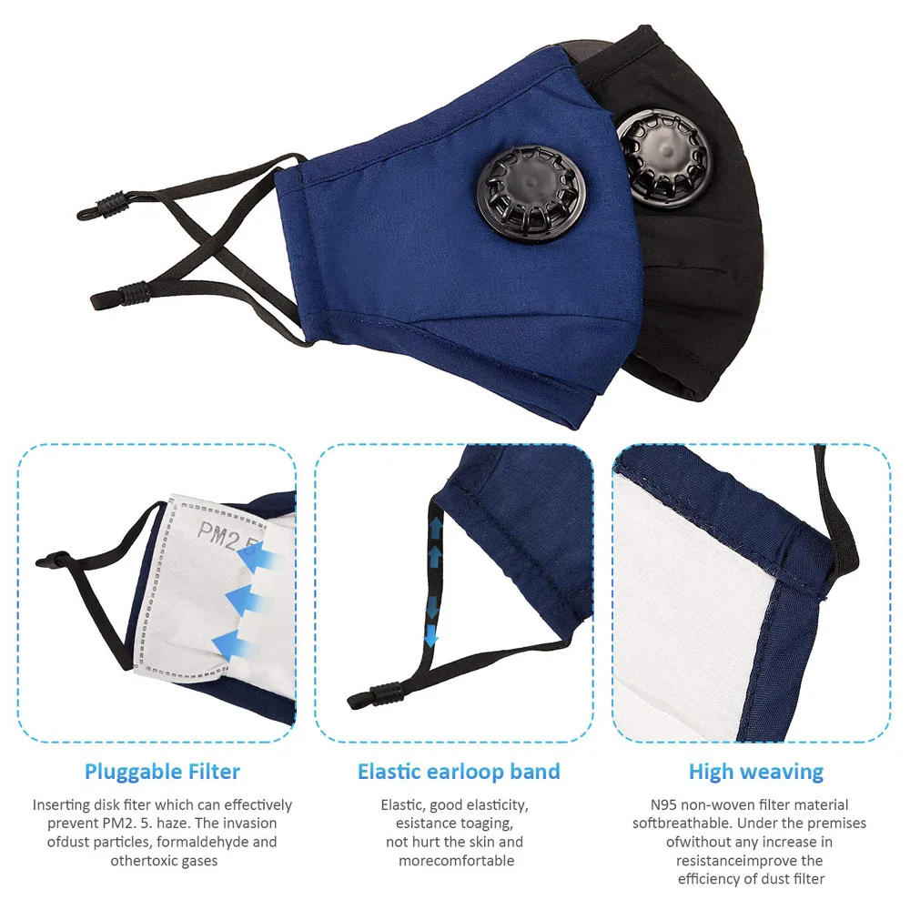 Хлопок Пылезащитная РМ2. 5 загрязнения Половина лица рот маска с ...