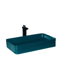 

Nordic Peacock Blue Wash Basin Single Basin Table Basin Bathroom Face Washing at Home Ceramic Art Creative Basin