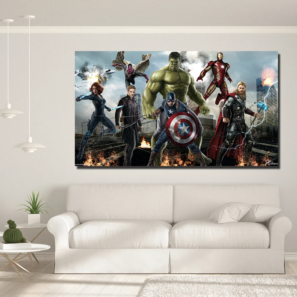 Постер Фильма Marvel Мстители Капитан Америка Халк Железный человек Тор украшение