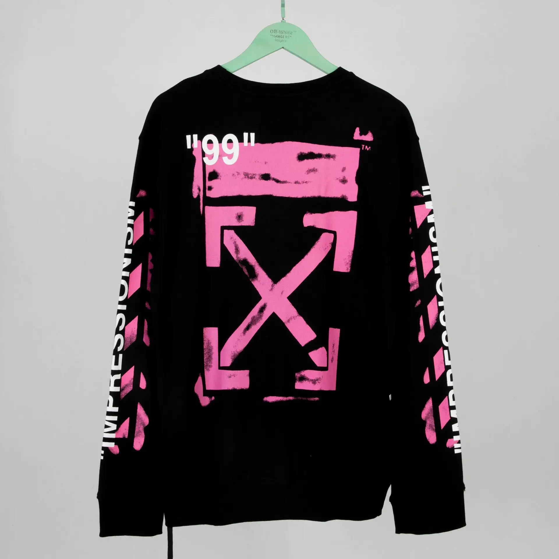 OFF-WHITE OW Весна и лето 99 лет краска пара мужская хлопковая толстовка с круглым вырезом