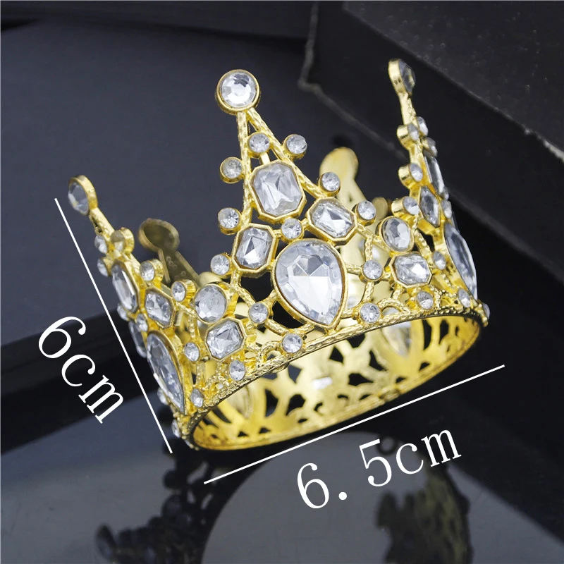Small Metal Crown for Boys Girls Baby Birthday Prom Tiaras Pearls Hair Jewelry Baby Cake Ornaments Head Accessories